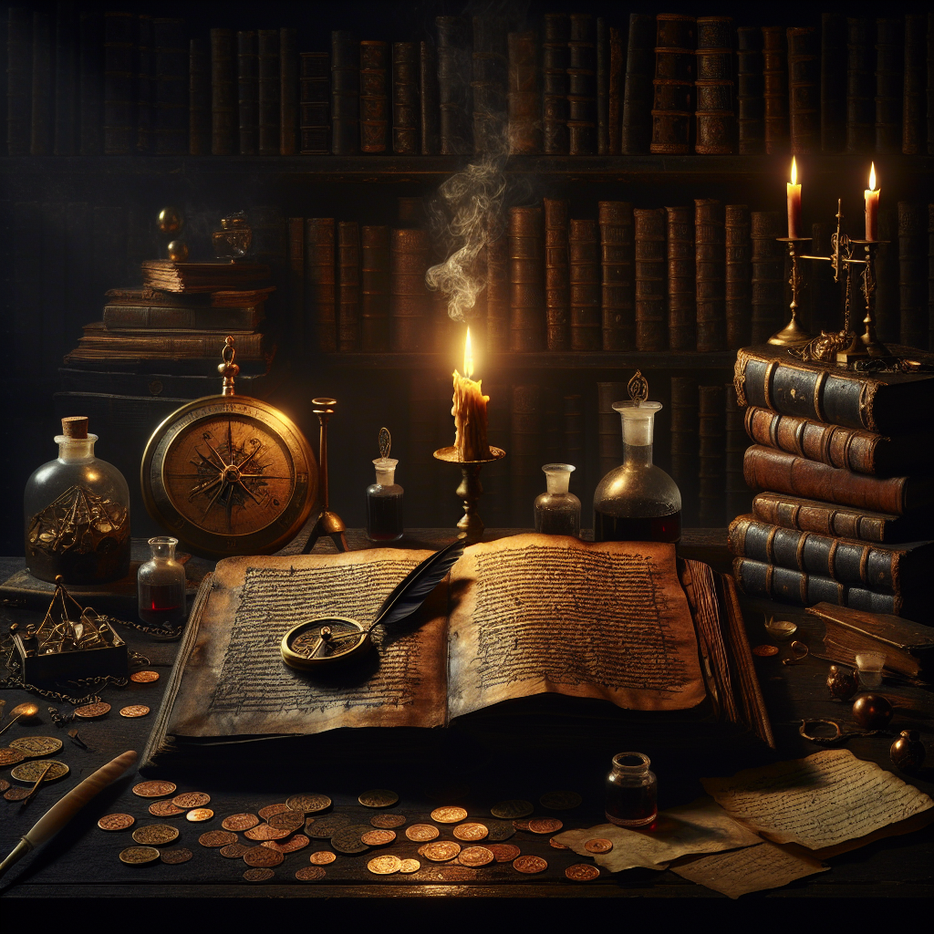 A glowing book on a stone desk